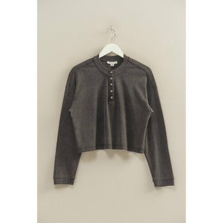 Mineral Washed Long - Sleeve Henley Top - Rise and Redemption