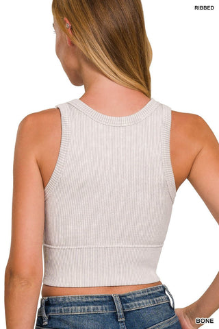 Mineral Washed Ribbed Crop Tank - Rise and Redemption