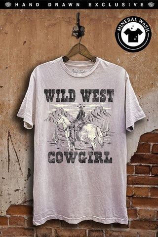 Mineral Washed Wild West Cowgirl Tee - Rise and Redemption