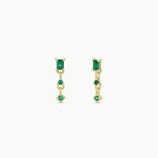 Mini Baguette Drop Earrings - Emerald - Rise and Redemption