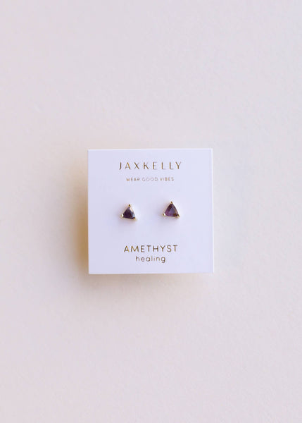 Mini Energy Gem - Amethyst - Gold Earrings - Rise and Redemption