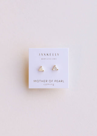 Mini Energy Gem - Mother of Pearl - Gold Earrings - Rise and Redemption