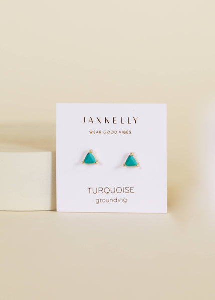 Mini Energy Gem - Turquoise - Gold Earrings - Rise and Redemption