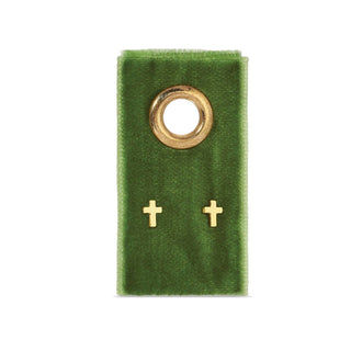 Minimalist Cross Studs On Velvet Tag - Rise and Redemption