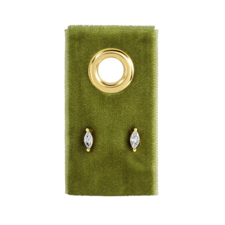 Minimalist Marquise Faux Diamond Studs on Velvet Tag - Rise and Redemption