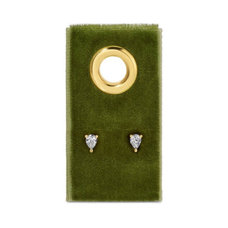 Minimalist Teardrop Faux Diamond Studs on Velvet Tag - Rise and Redemption