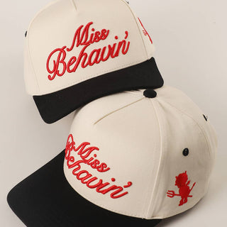 Miss Behavin' Embroidered Two - Tone Trucker Hat - Rise and Redemption