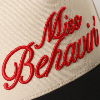 Miss Behavin' Embroidered Two - Tone Trucker Hat - Rise and Redemption