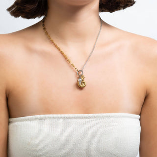 Mixed Metal Double Chain Charm Holder Necklace - Rise and Redemption