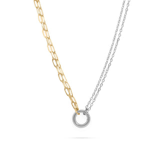 Mixed Metal Double Chain Charm Holder Necklace - Rise and Redemption