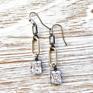 Mixed metal paperclip earrings boutique fashion salon trendy - Rise and Redemption