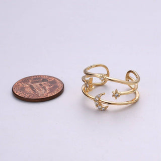 Moon Rings For Women Stars Celestial Gold Ring Celestial Ring Statement Ring Bridesmaid Gift Moon Star Galaxy Jewelry Gift for Her R-057 - Rise and Redemption