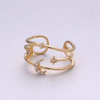 Moon Rings For Women Stars Celestial Gold Ring Celestial Ring Statement Ring Bridesmaid Gift Moon Star Galaxy Jewelry Gift for Her R-057 - Rise and Redemption