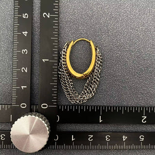 Multi - layer Chain Fringe18K Golden SS Huggie Earrings - Rise and Redemption