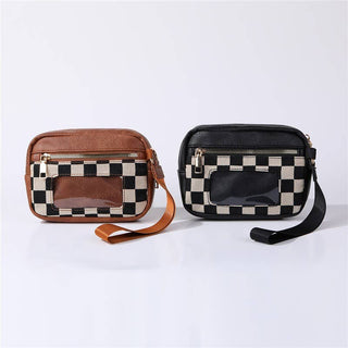 Multi-Zipper Checkered Pouch Bag Wristlet | 40P617 - Rise and Redemption