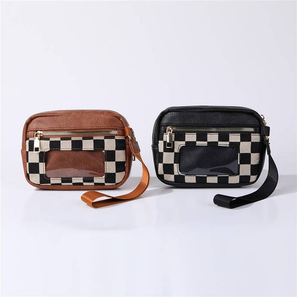 Multi-Zipper Checkered Pouch Bag Wristlet | 40P617 - Rise and Redemption