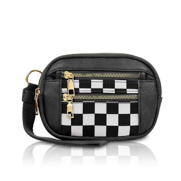 Multi-Zipper Checkered Pouch Bag Wristlet | 40P617 - Rise and Redemption