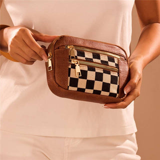 Multi-Zipper Checkered Pouch Bag Wristlet | 40P617 - Rise and Redemption