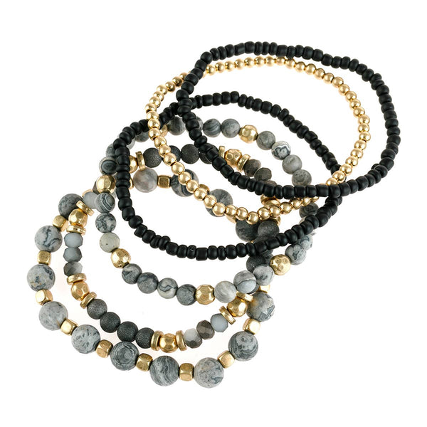 Natural Stone Mixed Beads Charm Bracelet - Rise and Redemption