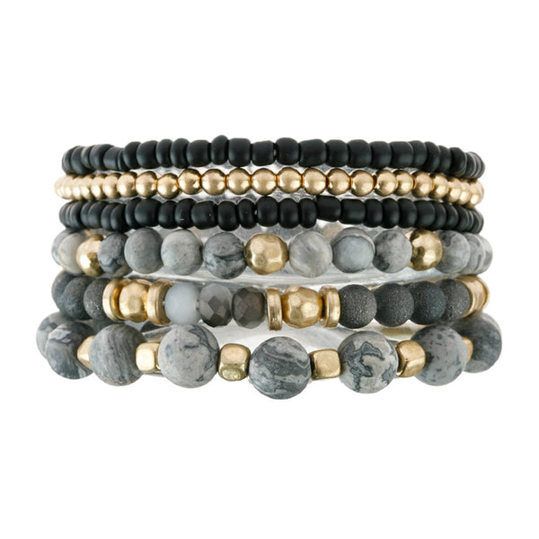 Natural Stone Mixed Beads Charm Bracelet - Rise and Redemption