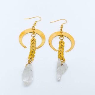 Natural Stone Tassel Earrings Moon Earrings - Rise and Redemption