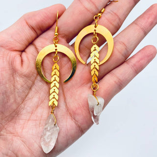 Natural Stone Tassel Earrings Moon Earrings - Rise and Redemption