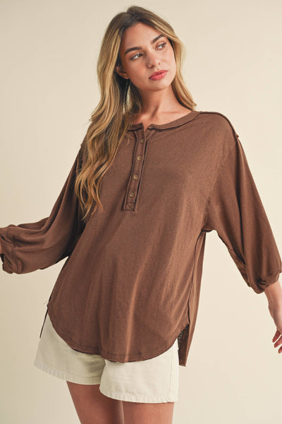 Nora 3/4 Henley Top - Rise and Redemption