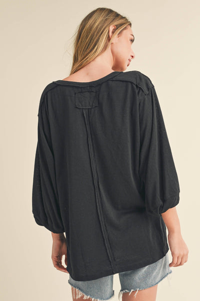 Nora 3/4 Henley Top - Rise and Redemption