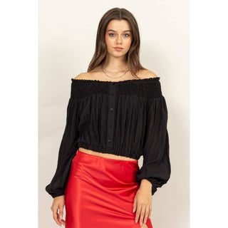 Off Shoulder Smocked Blouse - Rise and Redemption