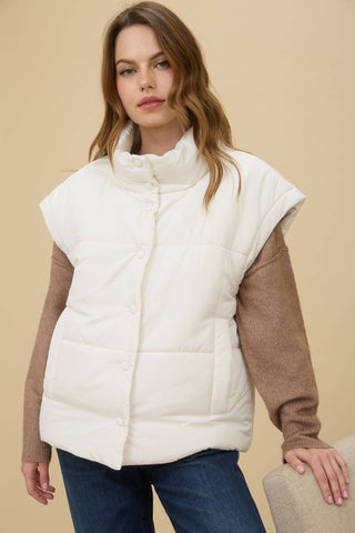 OLIVIA OVERSIZED SNAP BUTTON PUFFER VEST - Rise and Redemption