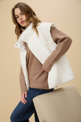 OLIVIA OVERSIZED SNAP BUTTON PUFFER VEST - Rise and Redemption