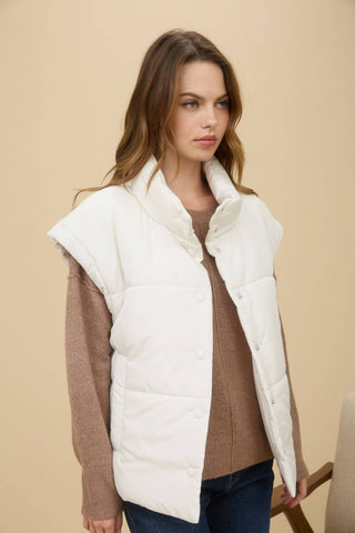 OLIVIA OVERSIZED SNAP BUTTON PUFFER VEST - Rise and Redemption