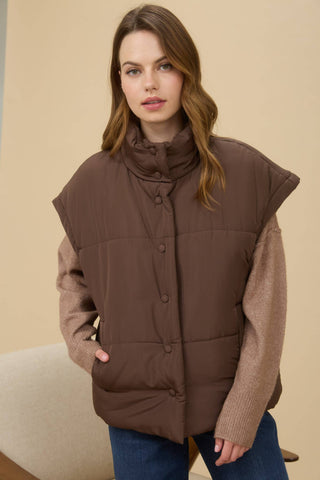 OLIVIA OVERSIZED SNAP BUTTON PUFFER VEST - Rise and Redemption