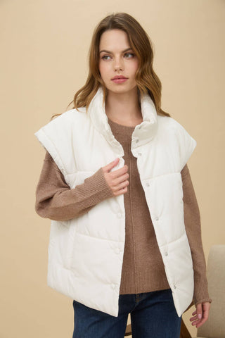 OLIVIA OVERSIZED SNAP BUTTON PUFFER VEST - Rise and Redemption