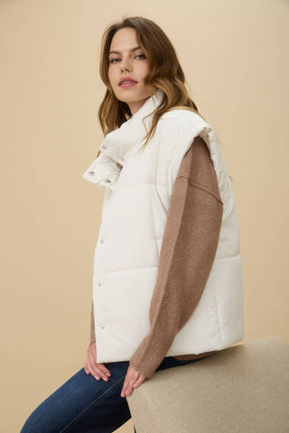 OLIVIA OVERSIZED SNAP BUTTON PUFFER VEST - Rise and Redemption