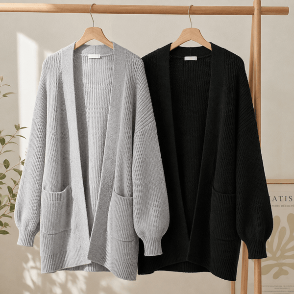 OVERSIZED CABLE KNIT OPEN FRONT CARDIGAN - Rise and Redemption