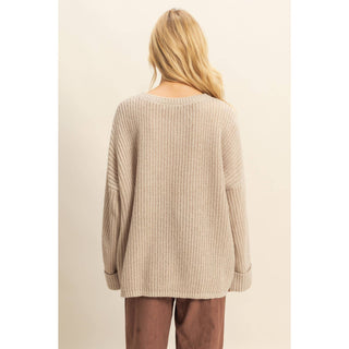 Oversized Casual Ribbed Knit Sweater - Rise and Redemption