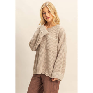 Oversized Casual Ribbed Knit Sweater - Rise and Redemption