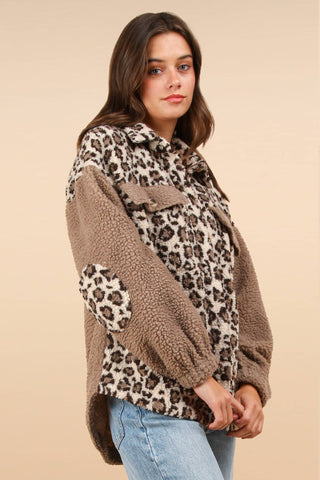 Oversized Leopard Printed Fleece Jacket - Rise and Redemption