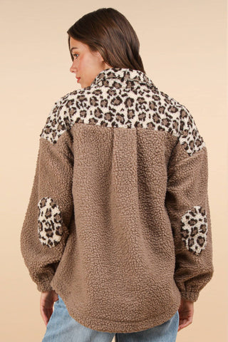 Oversized Leopard Printed Fleece Jacket - Rise and Redemption