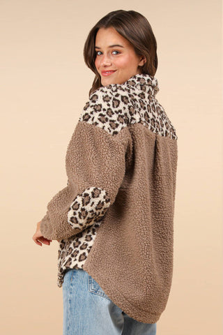 Oversized Leopard Printed Fleece Jacket - Rise and Redemption