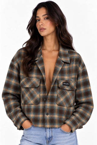 Oversized Raw Hem Crop Boyfriend Flannel Shacket - Rise and Redemption
