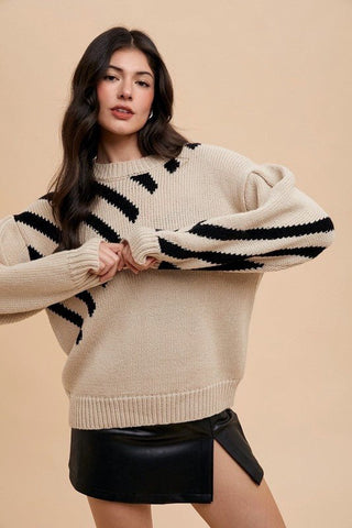Oversized Stripe Panel Sweater - Rise and Redemption