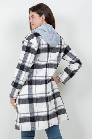 Oversized Woolen Plaid Coat / Jacket with detachable Hood - Rise and Redemption