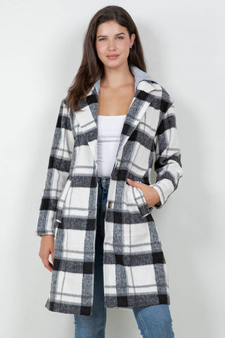 Oversized Woolen Plaid Coat / Jacket with detachable Hood - Rise and Redemption