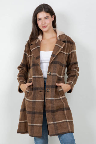 Oversized Woolen Plaid Coat / Jacket with detachable Hood - Rise and Redemption