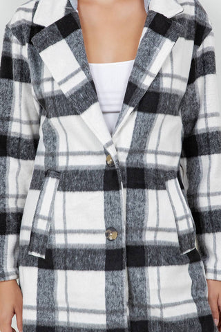 Oversized Woolen Plaid Coat / Jacket with detachable Hood - Rise and Redemption