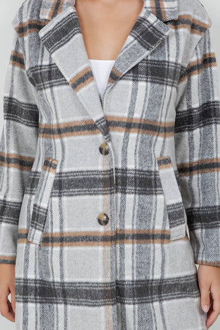 Oversized Woolen Plaid Coat / Jacket with detachable Hood - Rise and Redemption