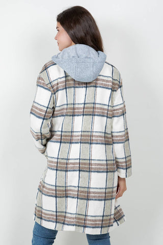 Oversized Woolen Plaid Coat / Jacket with detachable Hood - Rise and Redemption