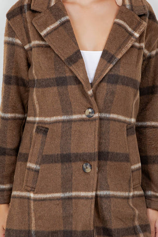 Oversized Woolen Plaid Coat / Jacket with detachable Hood - Rise and Redemption